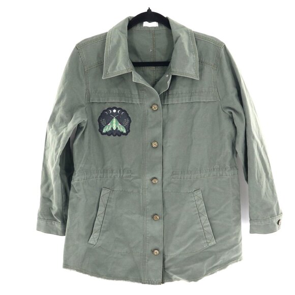 Anthropologie Jackets & Blazers - GXF Moth Moon Utility Jacket Women's M Green Army Goblincore Phase Hipster Alt